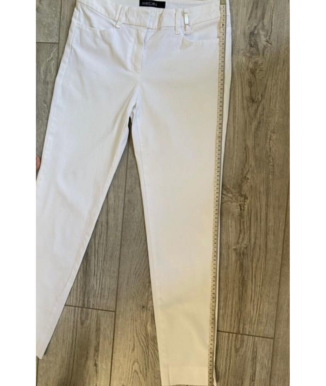 MARC CAIN Белые хлопко-эластановые брюки узкие, фото 4