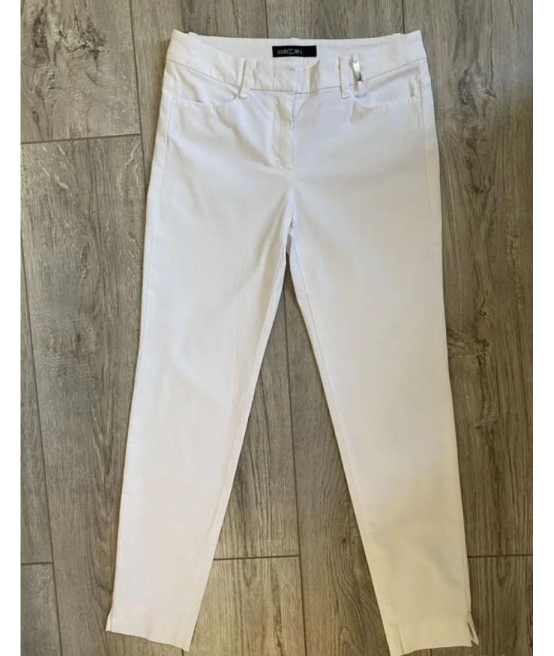 MARC CAIN Белые хлопко-эластановые брюки узкие, фото 9