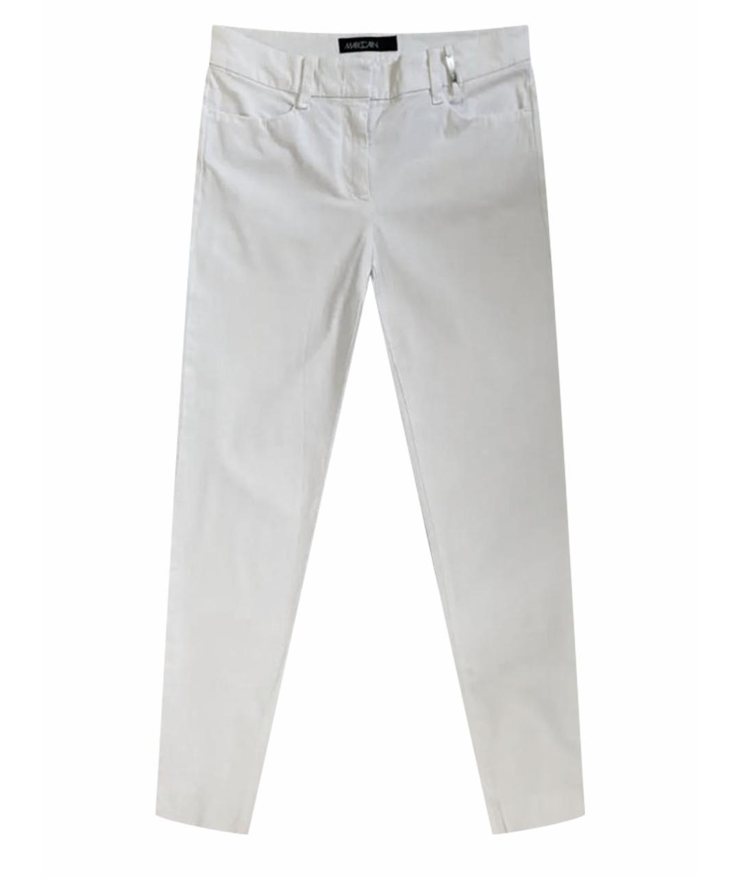 MARC CAIN Белые хлопко-эластановые брюки узкие, фото 1