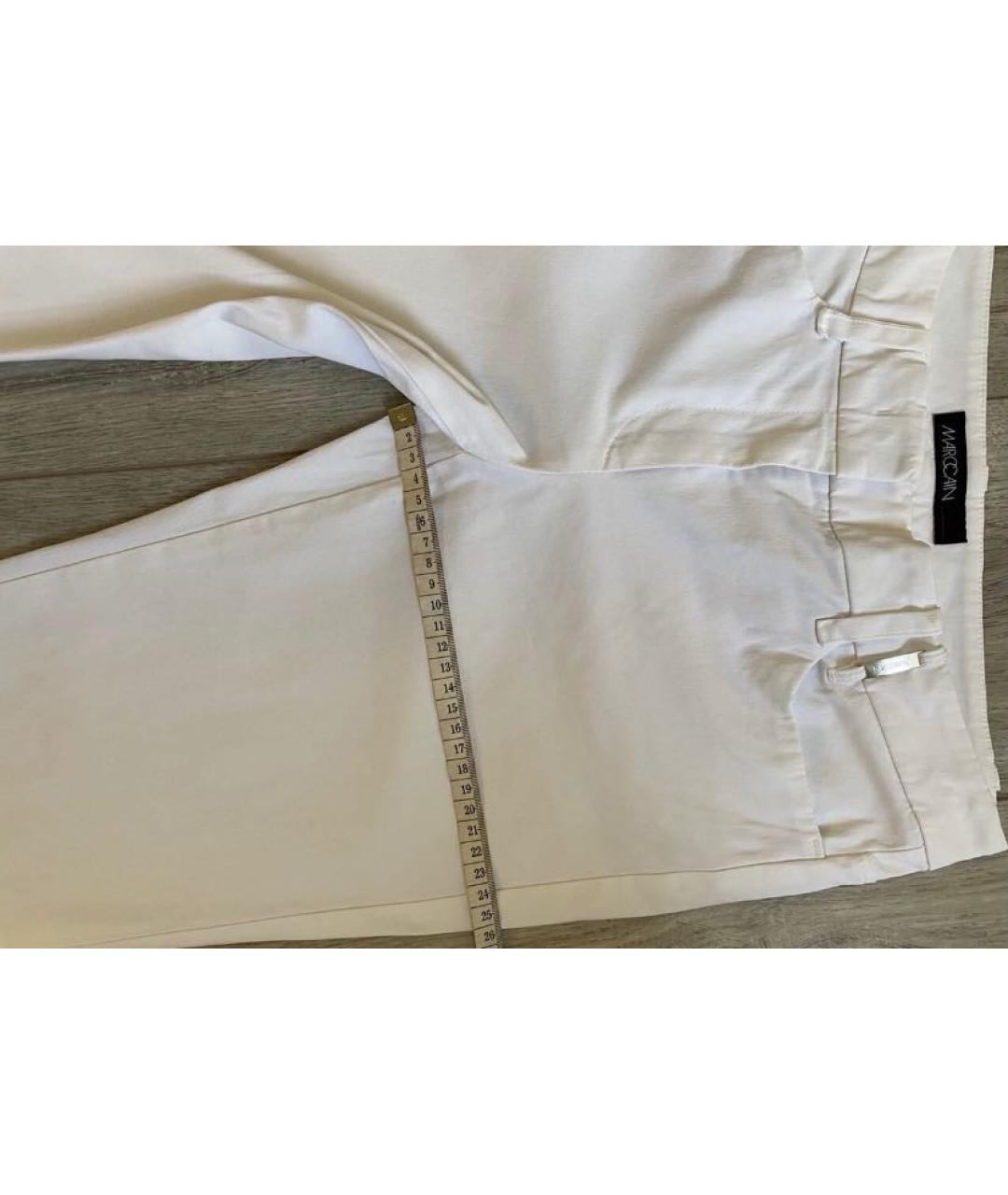 MARC CAIN Белые хлопко-эластановые брюки узкие, фото 5