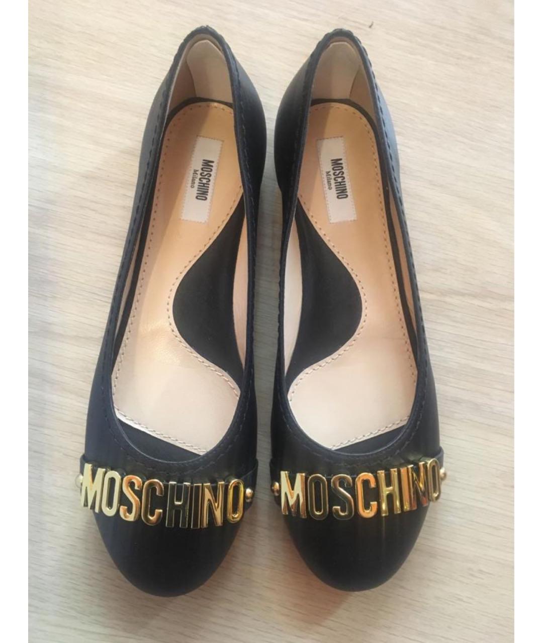 MOSCHINO Черные кожаные балетки, фото 2