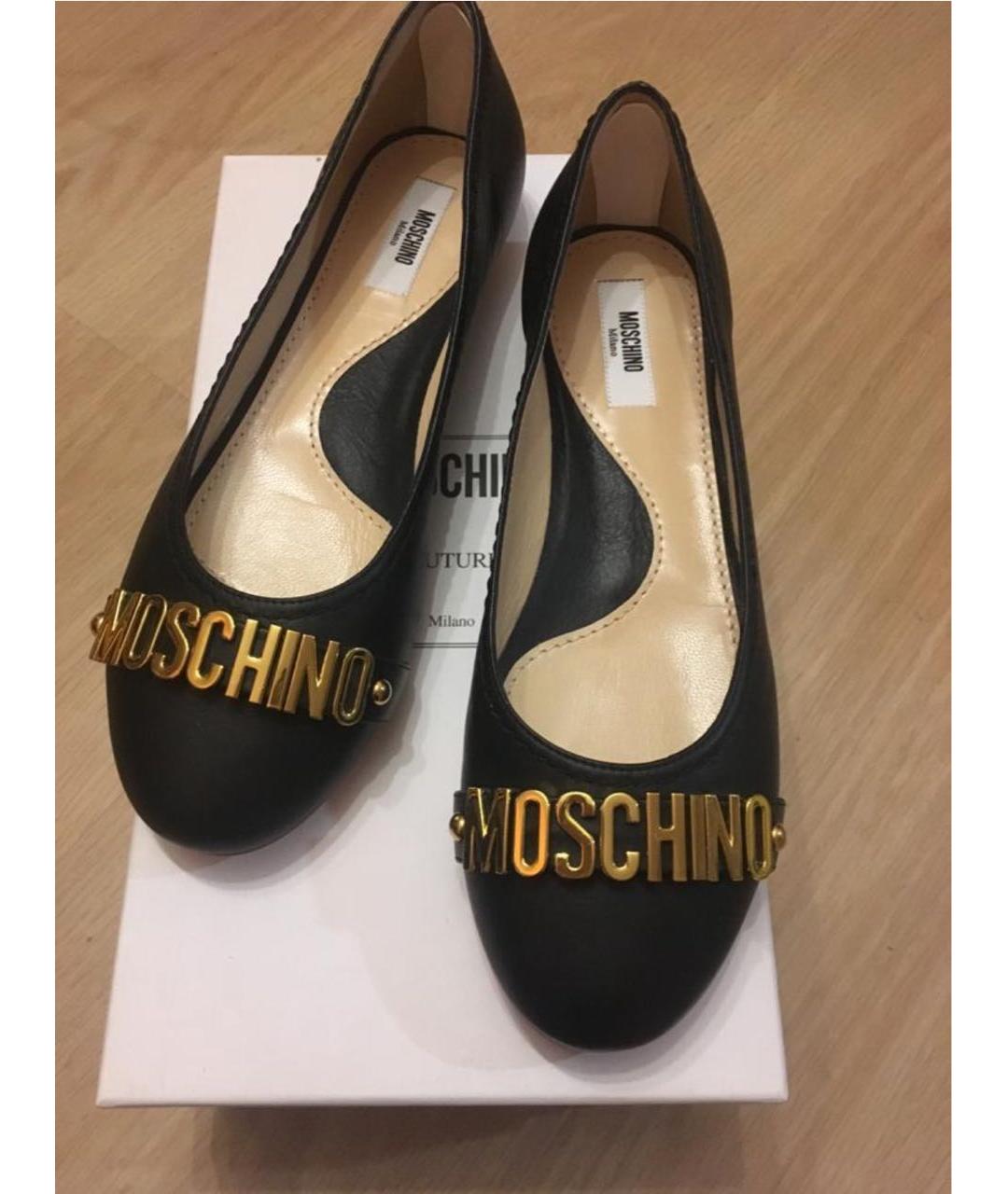 MOSCHINO Черные кожаные балетки, фото 5