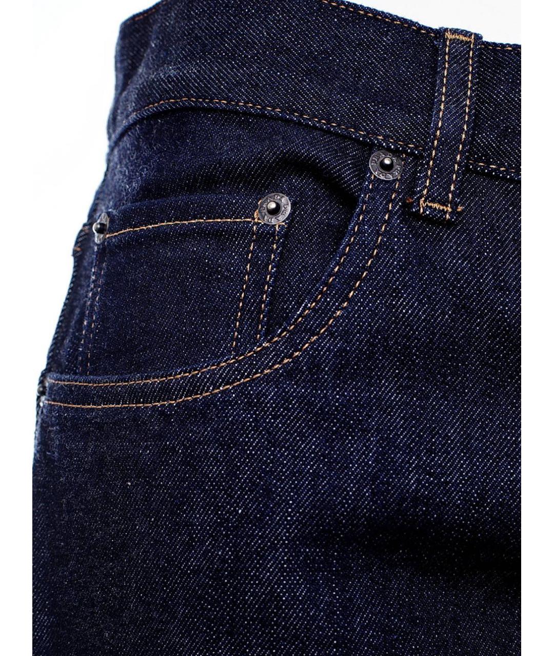 PRADA Темно-синие хлопко-эластановые прямые джинсы, фото 5