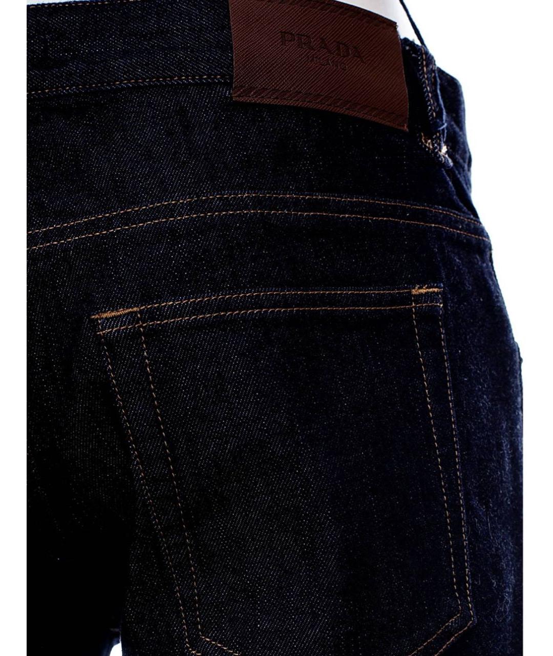 PRADA Темно-синие хлопко-эластановые прямые джинсы, фото 4