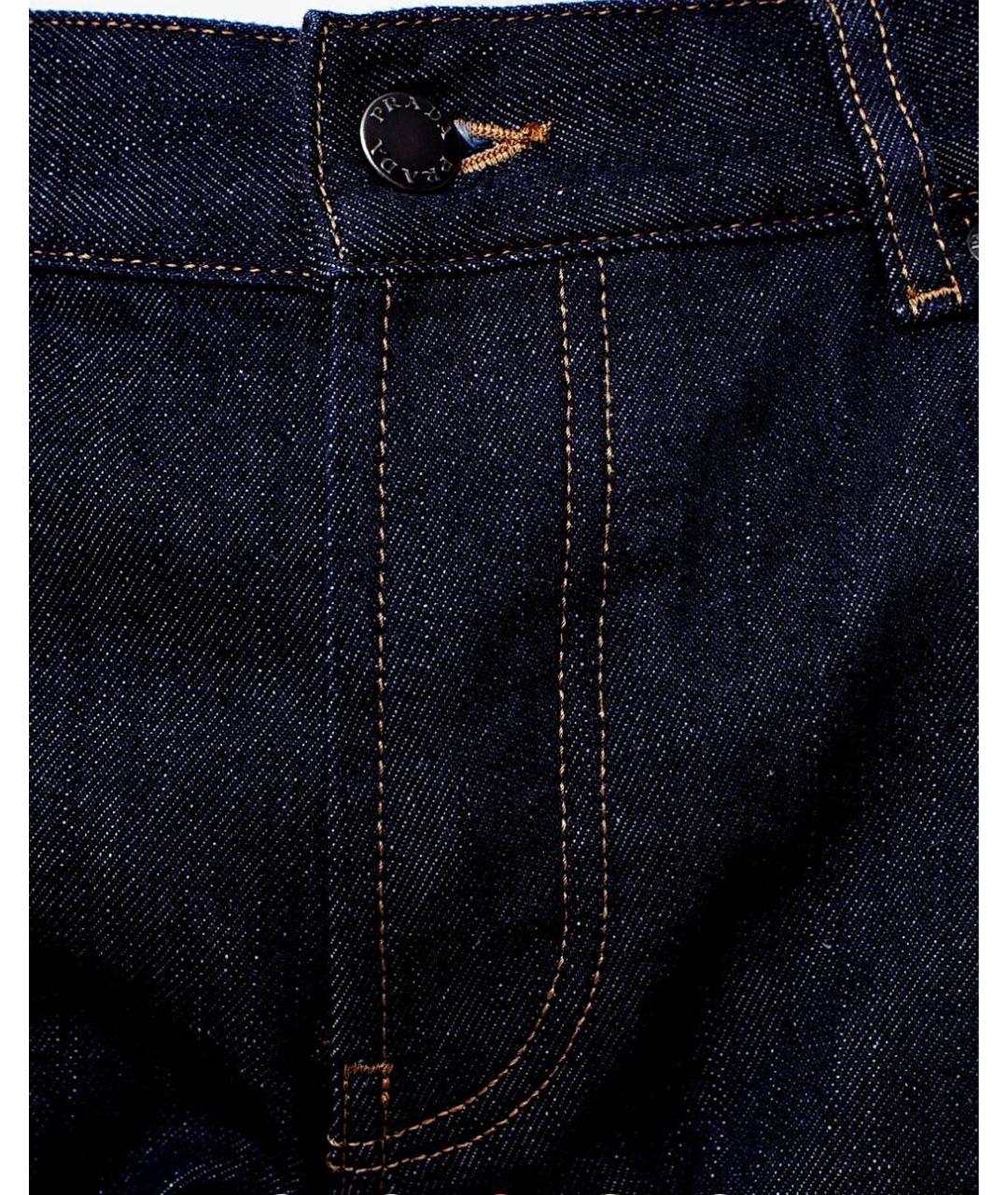 PRADA Темно-синие хлопко-эластановые прямые джинсы, фото 3