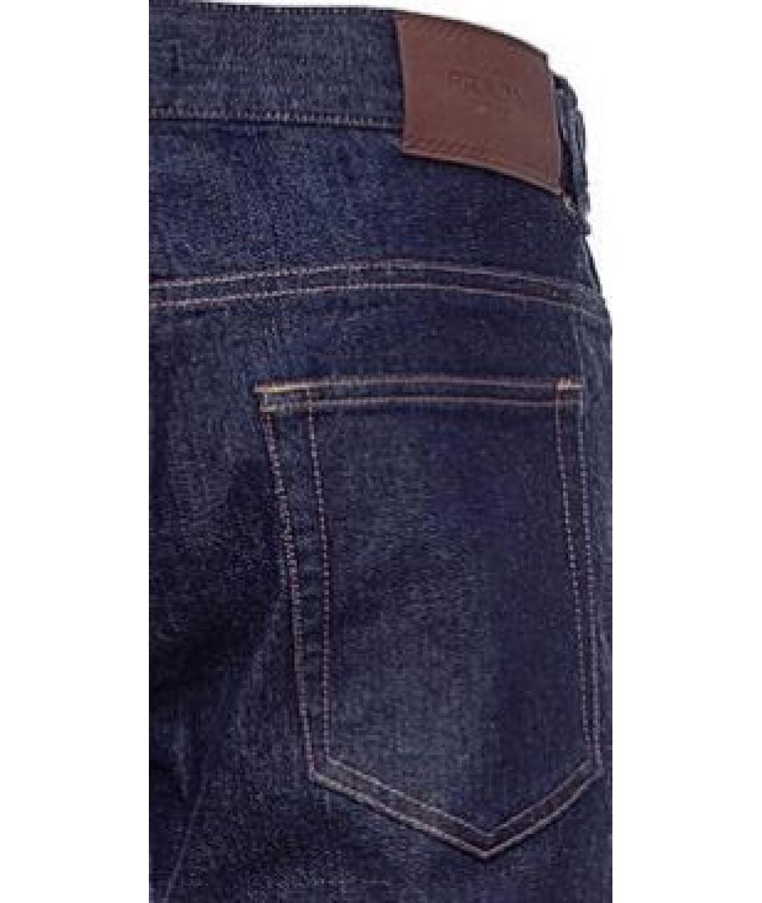 PRADA Темно-синие хлопко-эластановые прямые джинсы, фото 6