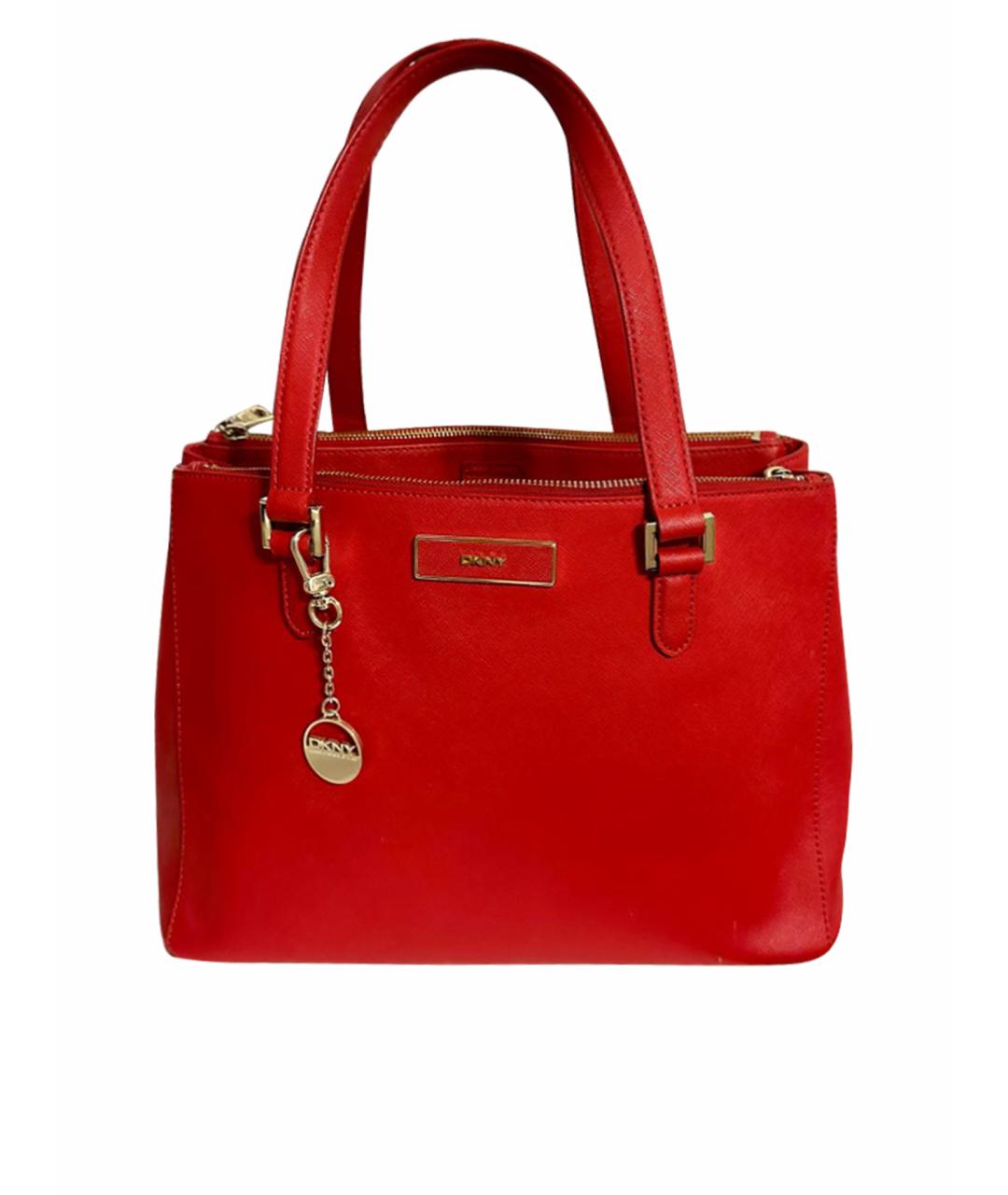 DKNY Красная кожаная сумка с короткими ручками, фото 1