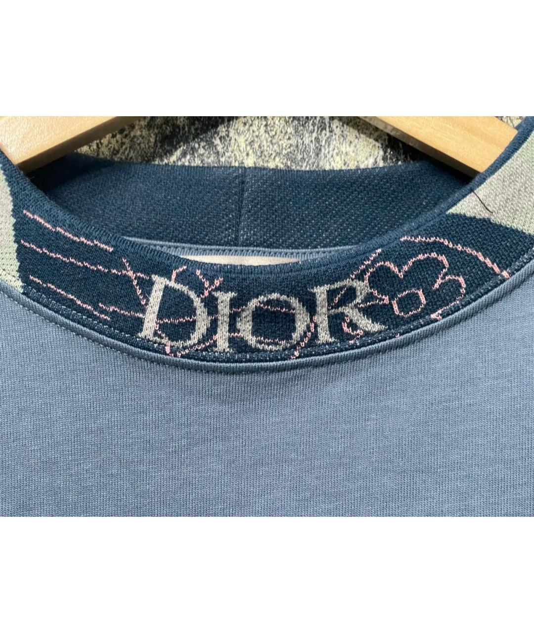 CHRISTIAN DIOR Синяя хлопковая футболка, фото 3