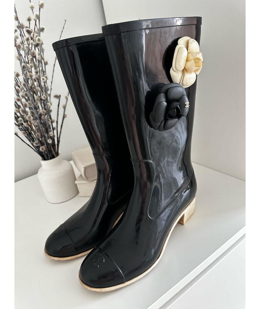 CHANEL Черные резиновые сапоги, фото 3