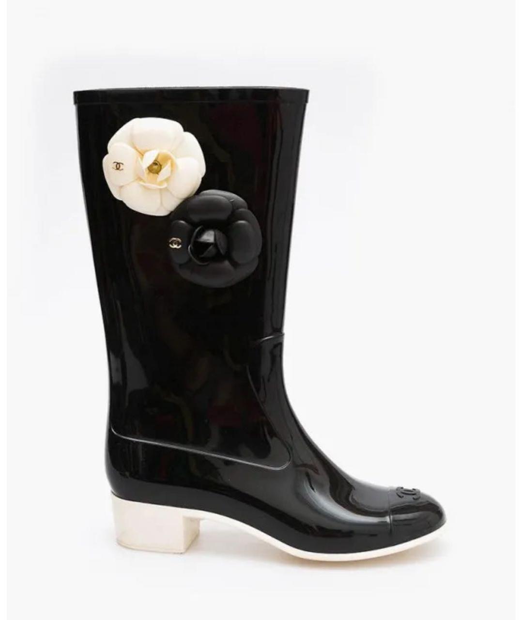 CHANEL Черные резиновые сапоги, фото 1
