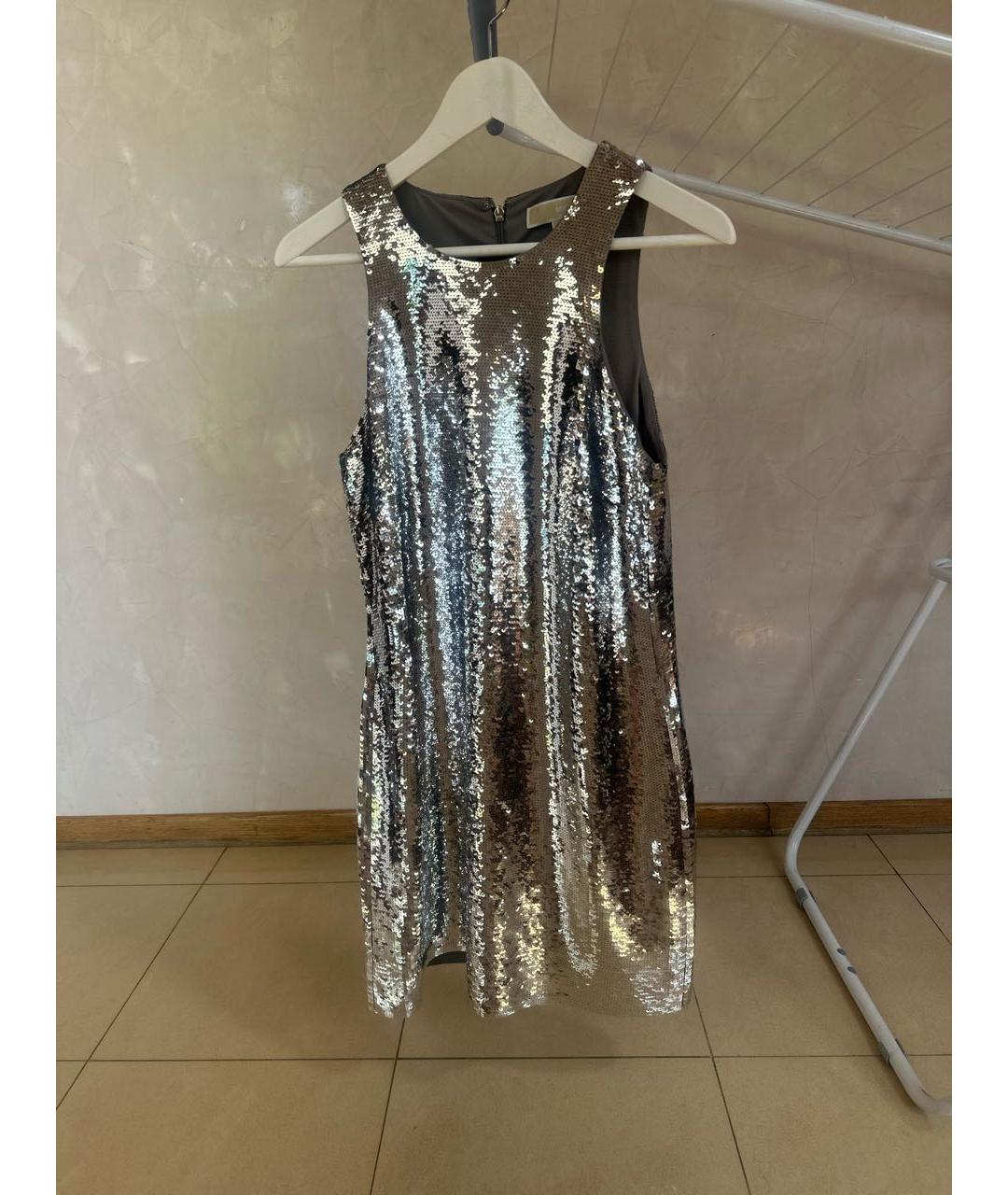 MICHAEL KORS Серебряное полиэстеровое коктейльное платье, фото 5