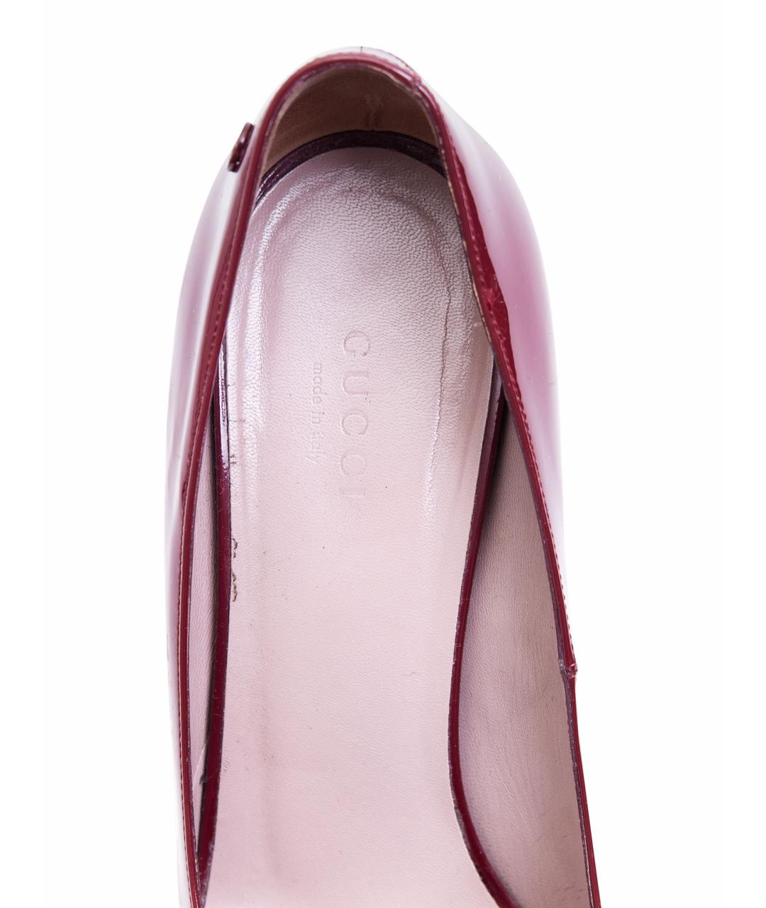 GUCCI Бордовые туфли из лакированной кожи, фото 5