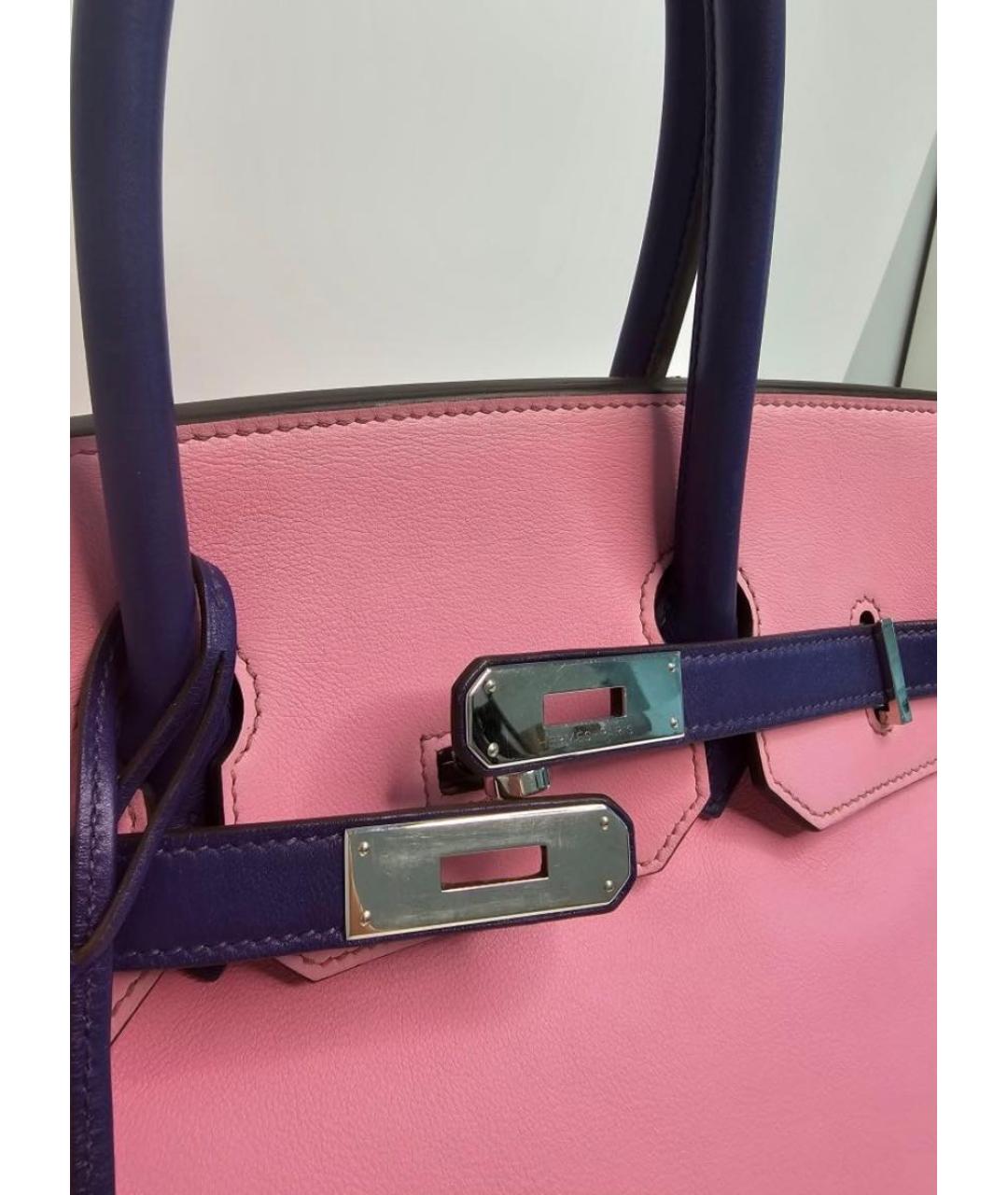 HERMES Розовая кожаная сумка с короткими ручками, фото 5