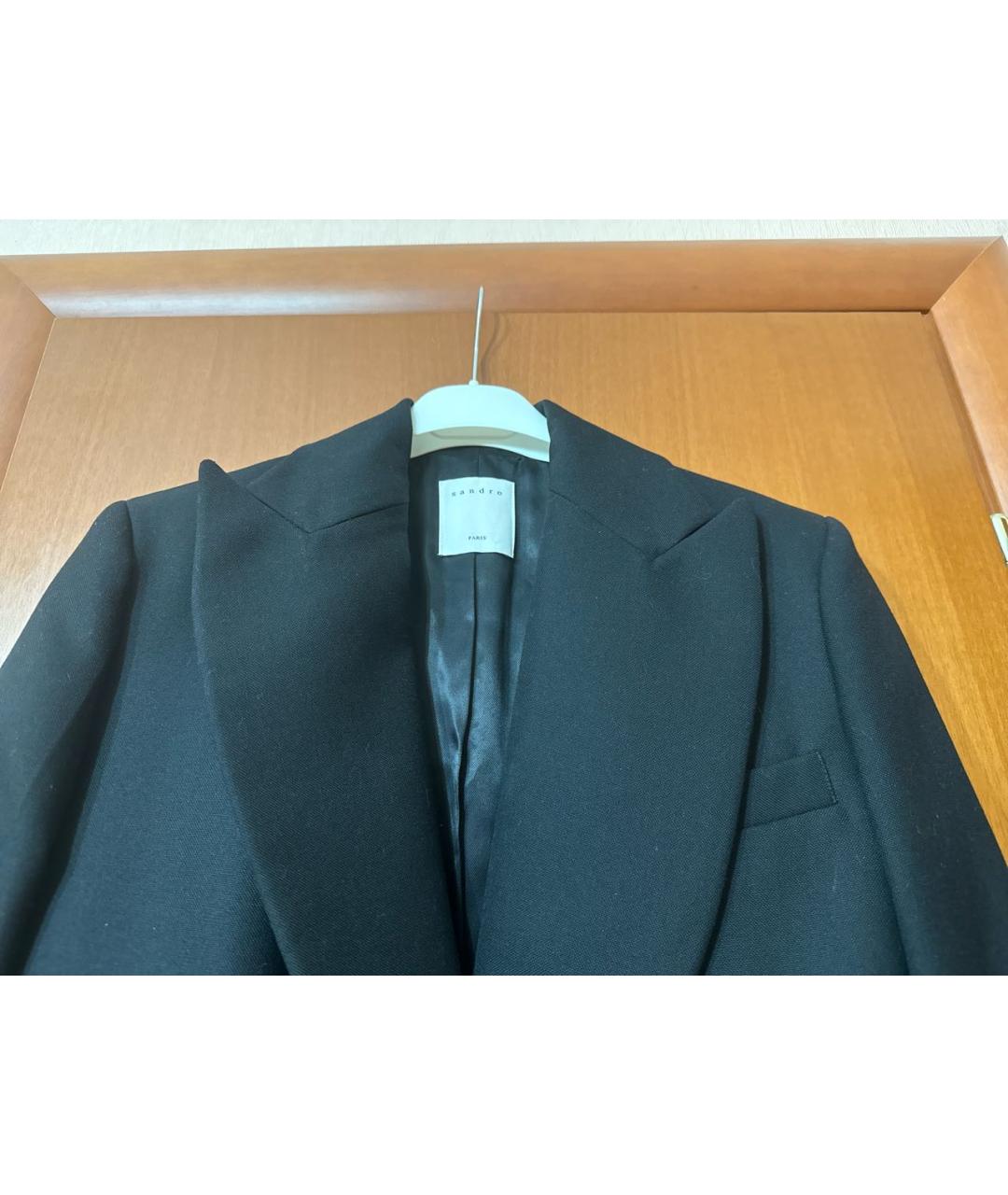 SANDRO Черный шерстяной костюм с брюками, фото 3