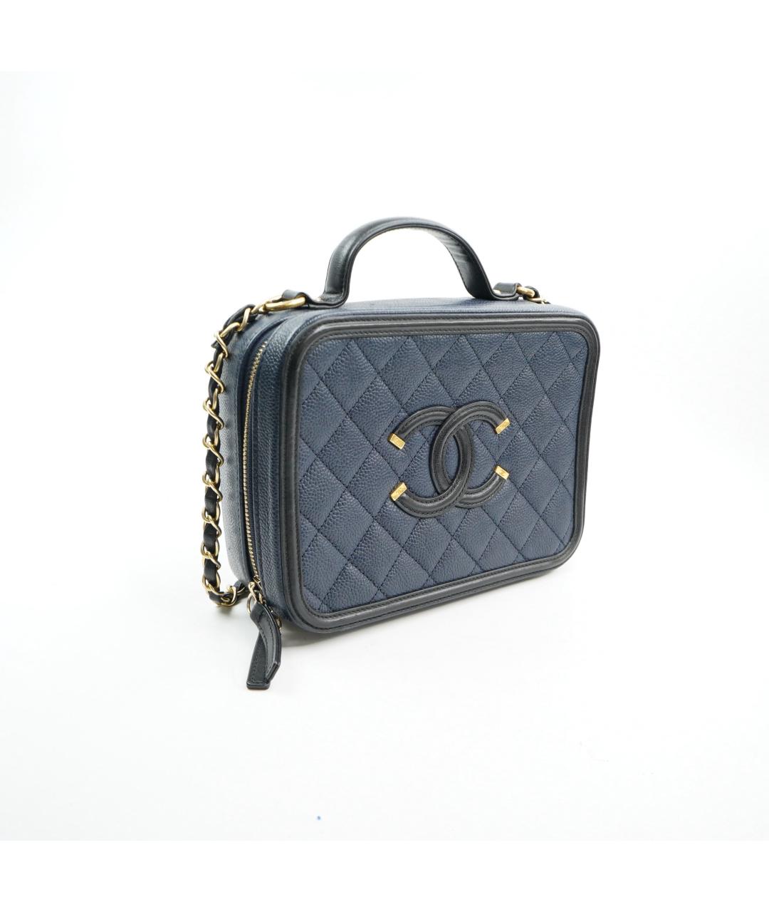 CHANEL Темно-синяя кожаная сумка через плечо, фото 3