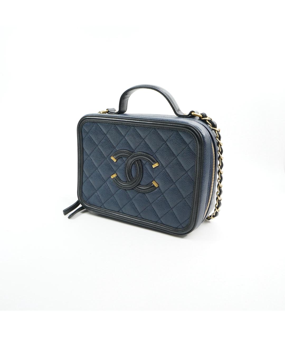 CHANEL Темно-синяя кожаная сумка через плечо, фото 4