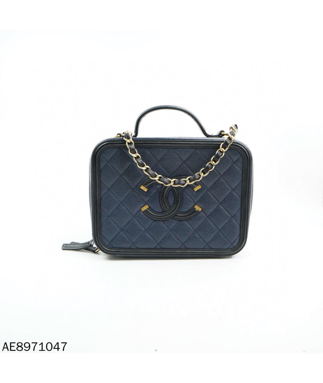 CHANEL Темно-синяя кожаная сумка через плечо, фото 8