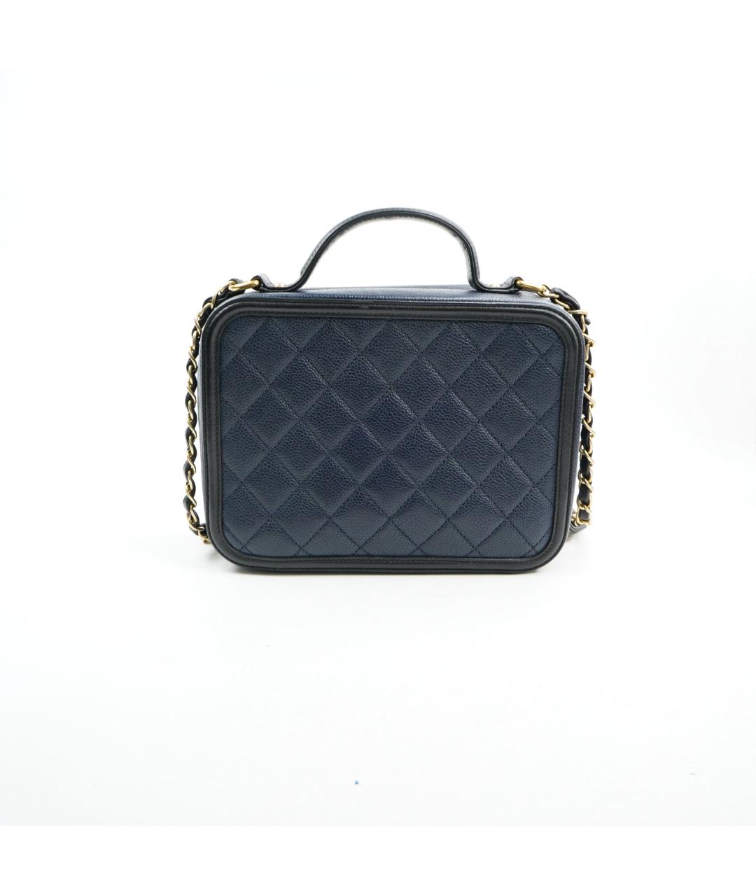 CHANEL Темно-синяя кожаная сумка через плечо, фото 2
