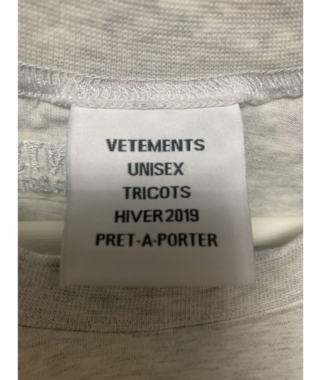 VETEMENTS Серая хлопковая футболка, фото 4