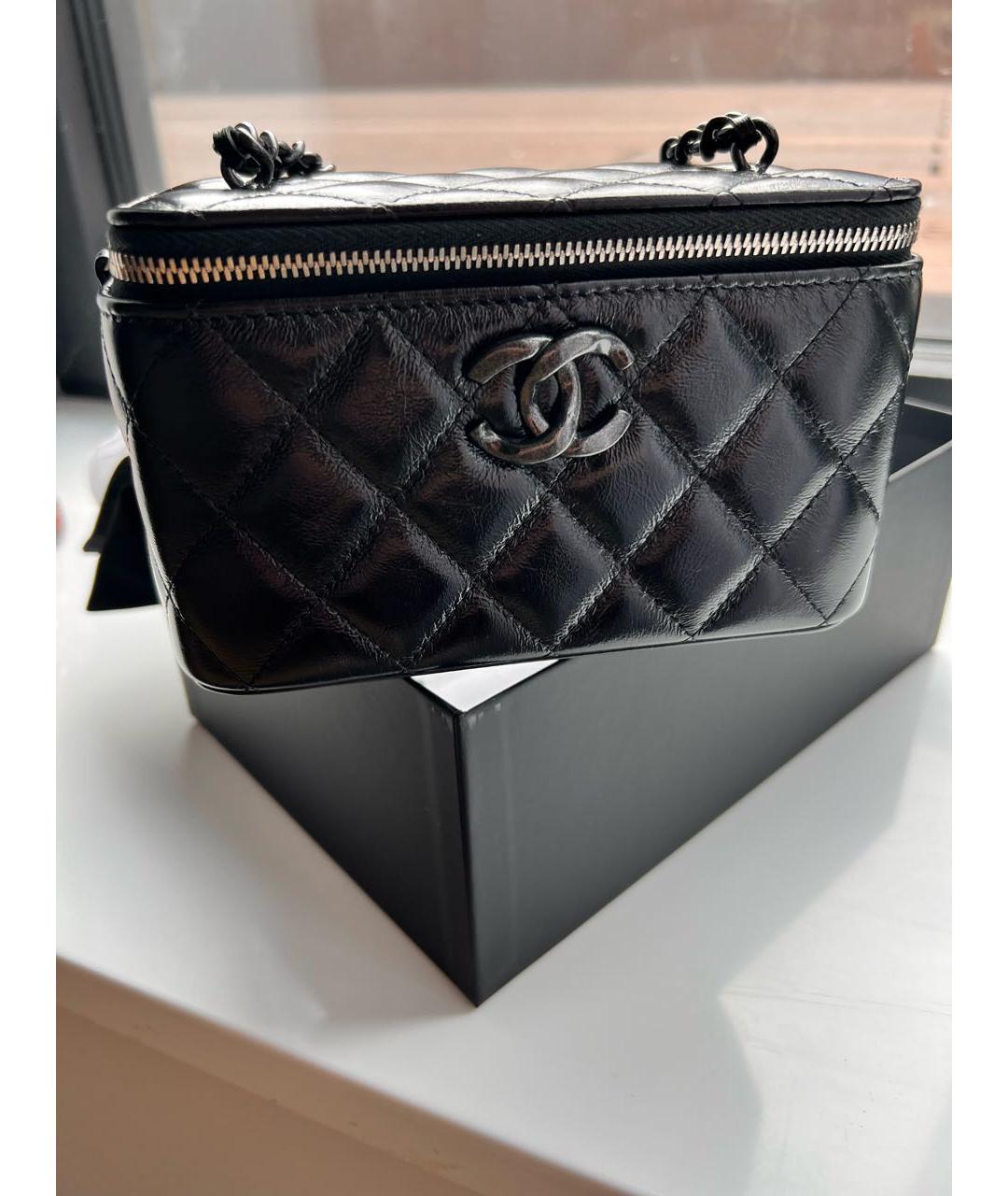 CHANEL PRE-OWNED Черная кожаная сумка через плечо, фото 3