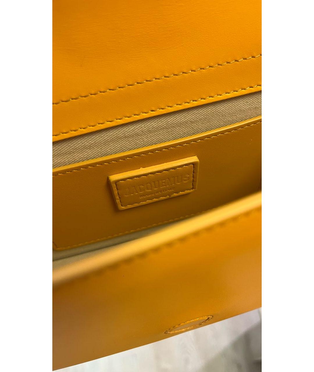 JACQUEMUS Желтая кожаная сумка тоут, фото 4