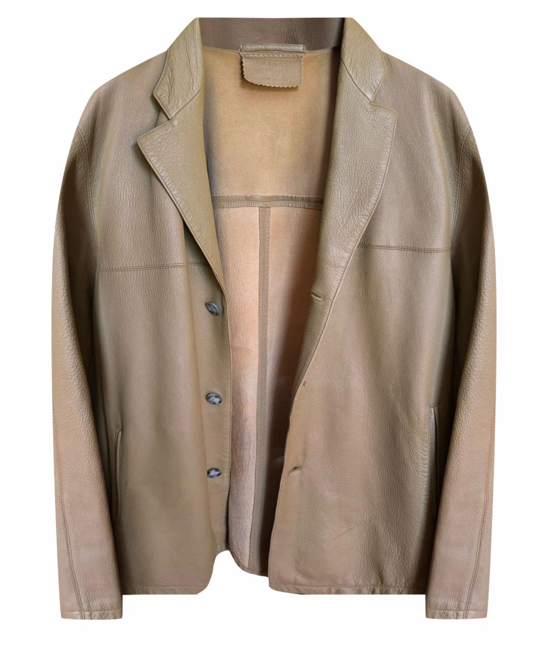PRADA Горчичный кожаный пиджак, фото 1