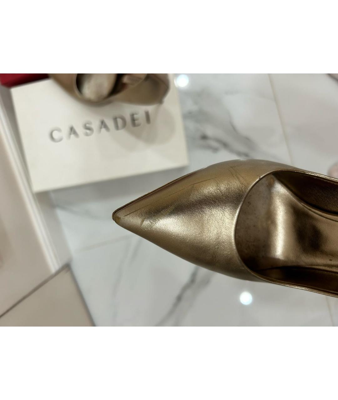 CASADEI Золотые кожаные туфли, фото 8