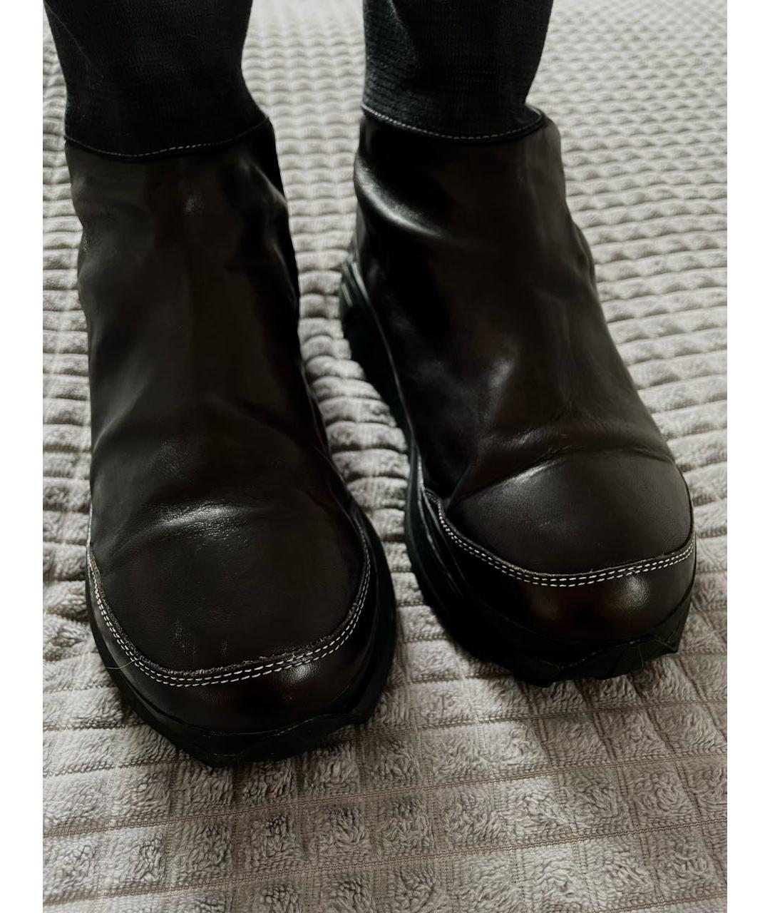 A DICIANNOVEVENTITRE Коричневые кожаные высокие ботинки, фото 6