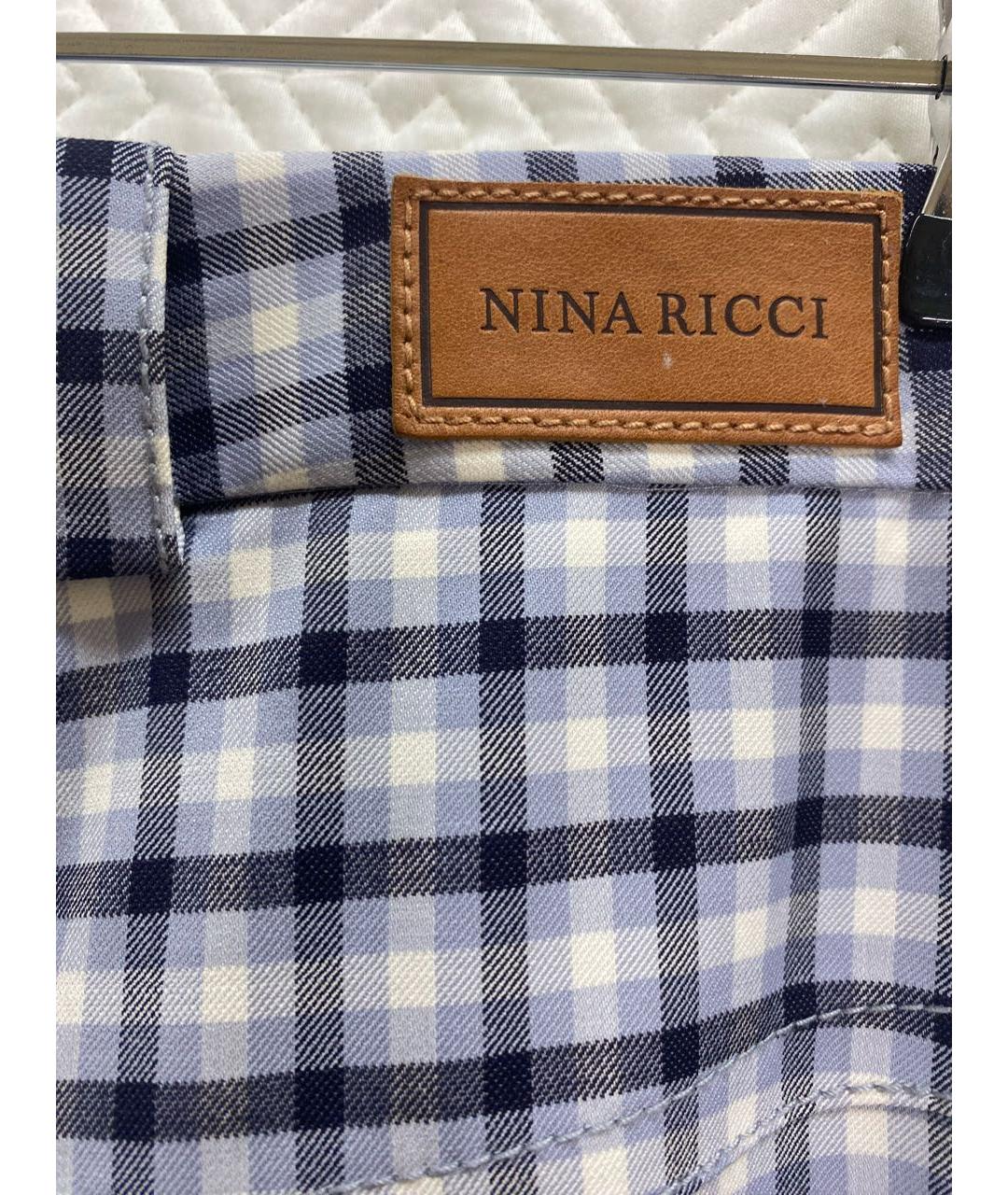 NINA RICCI Голубые шерстяные прямые брюки, фото 6
