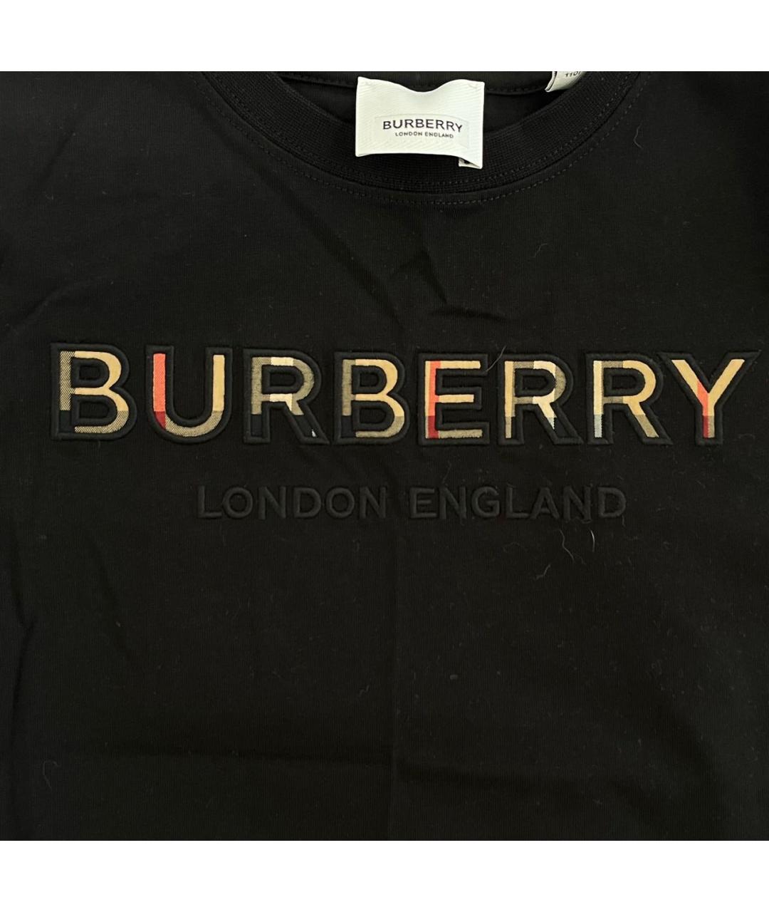 BURBERRY Черная хлопковая детская футболка, фото 4