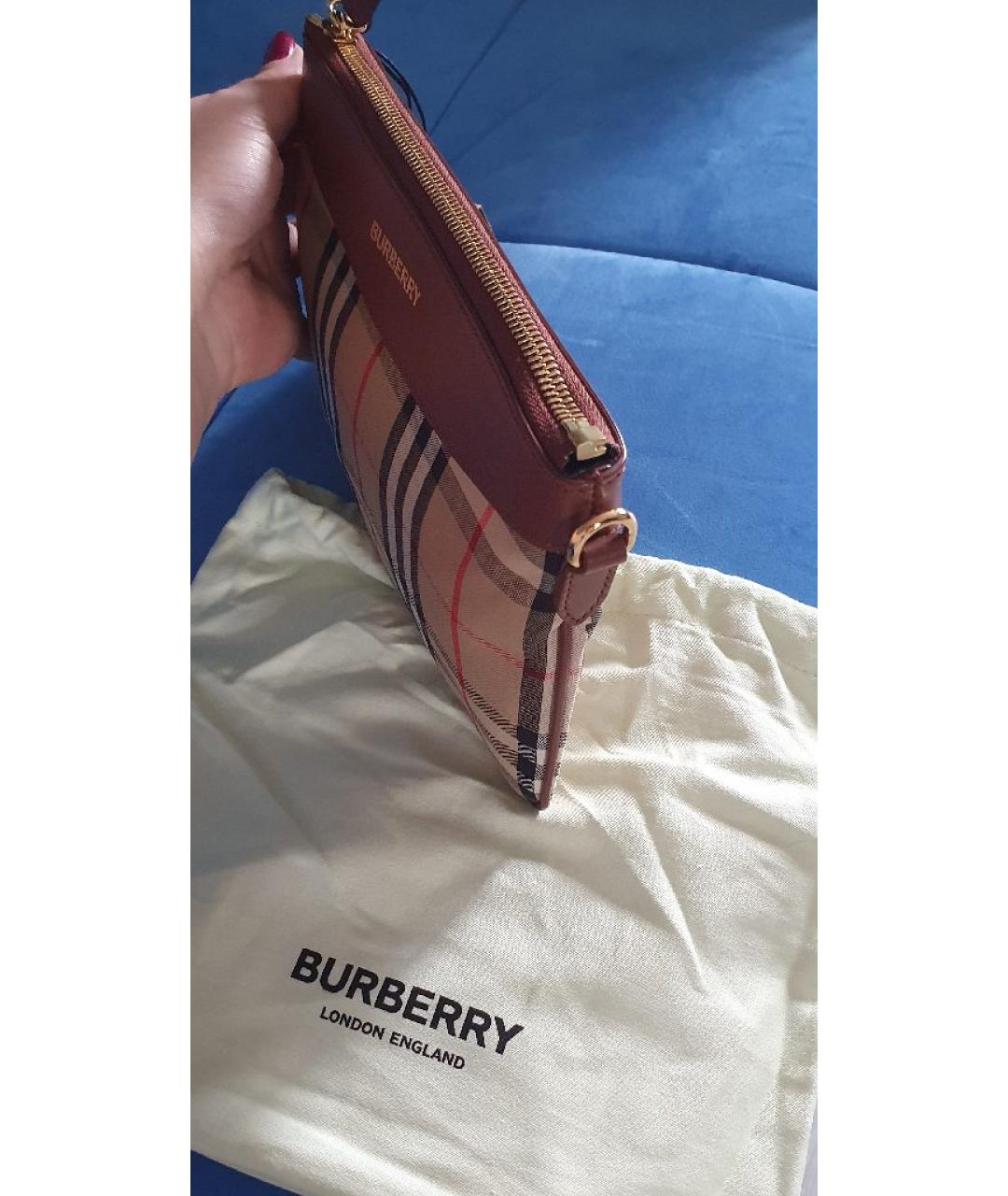 BURBERRY Коричневая тканевая сумка через плечо, фото 2