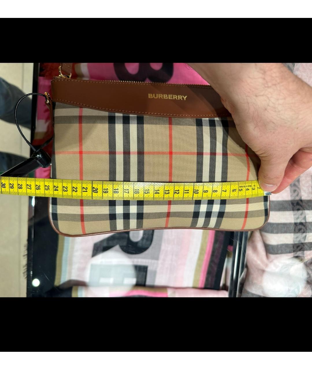 BURBERRY Коричневая тканевая сумка через плечо, фото 8