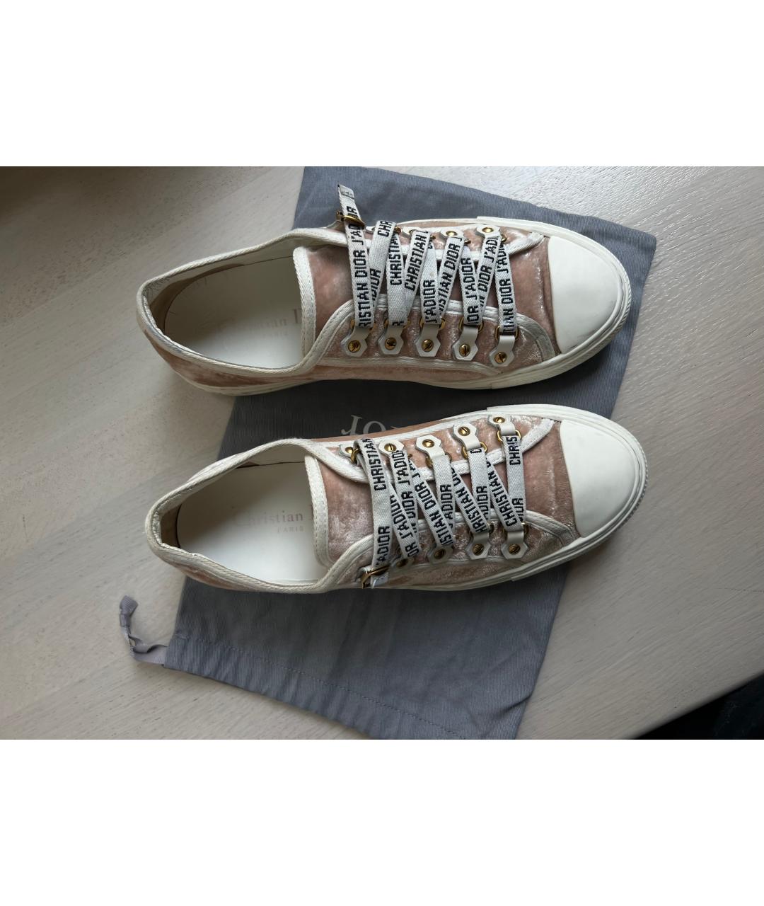 CHRISTIAN DIOR Розовые бархатные кеды, фото 3