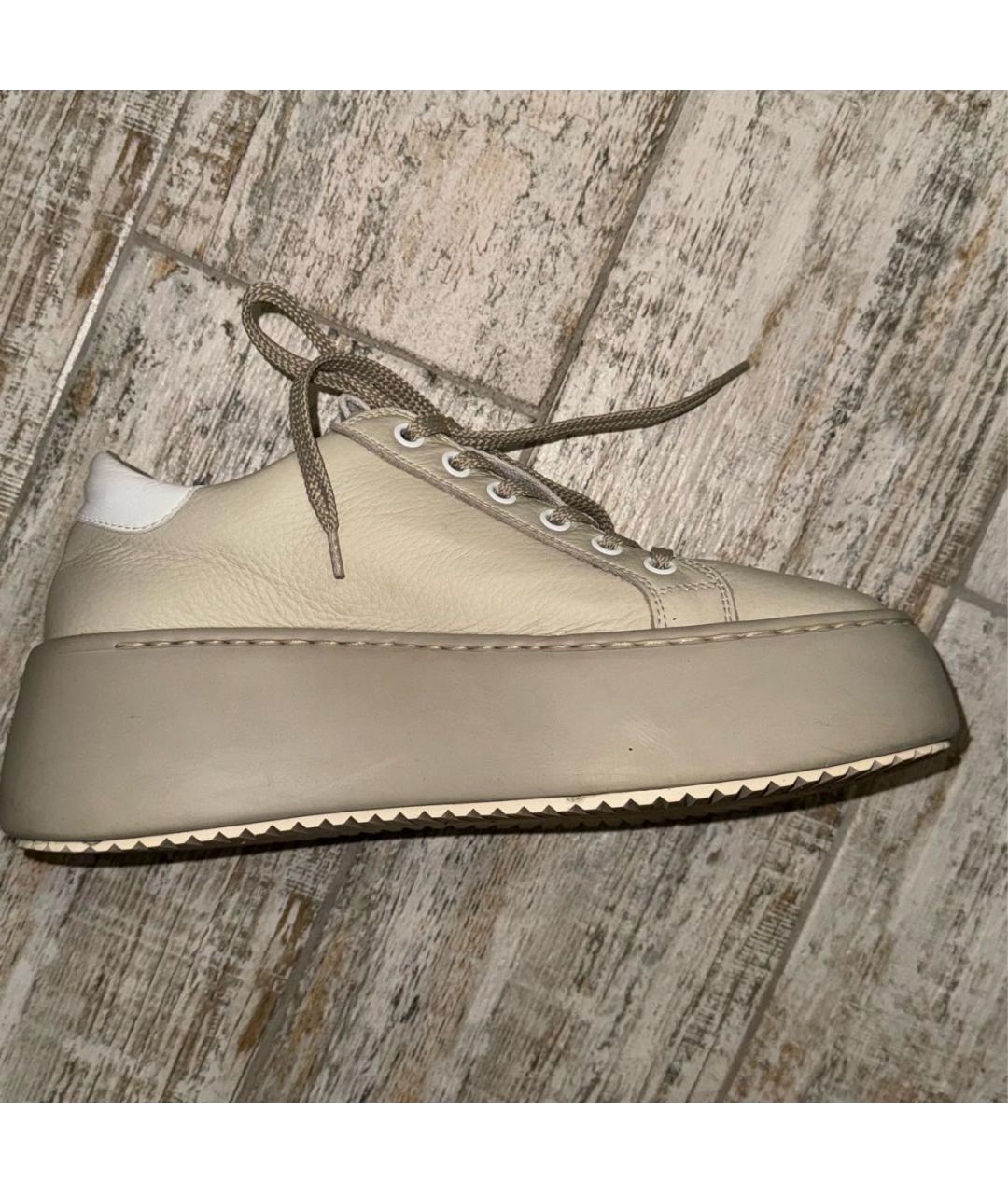 VIC MATIE Бежевые кожаные кроссовки, фото 5