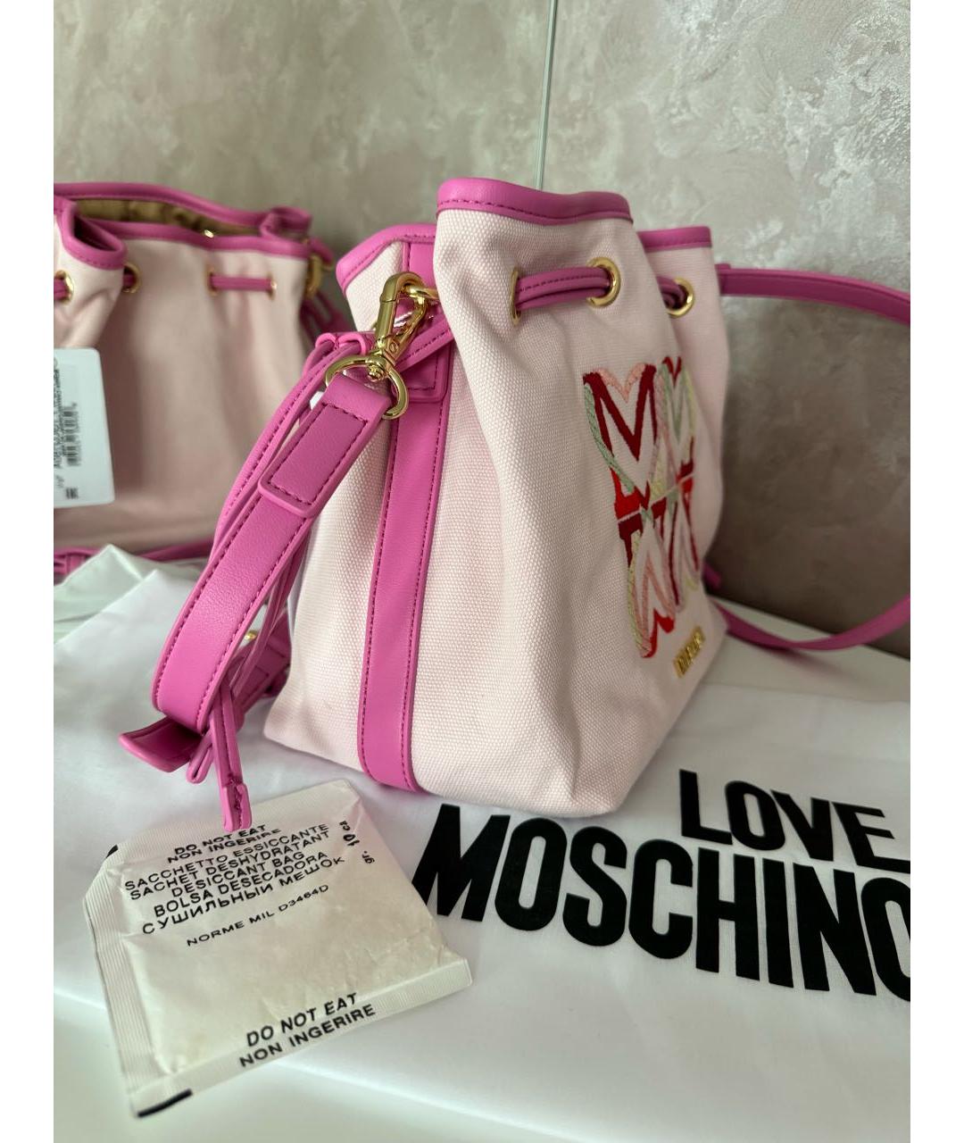 LOVE MOSCHINO Розовая хлопковая сумка через плечо, фото 7