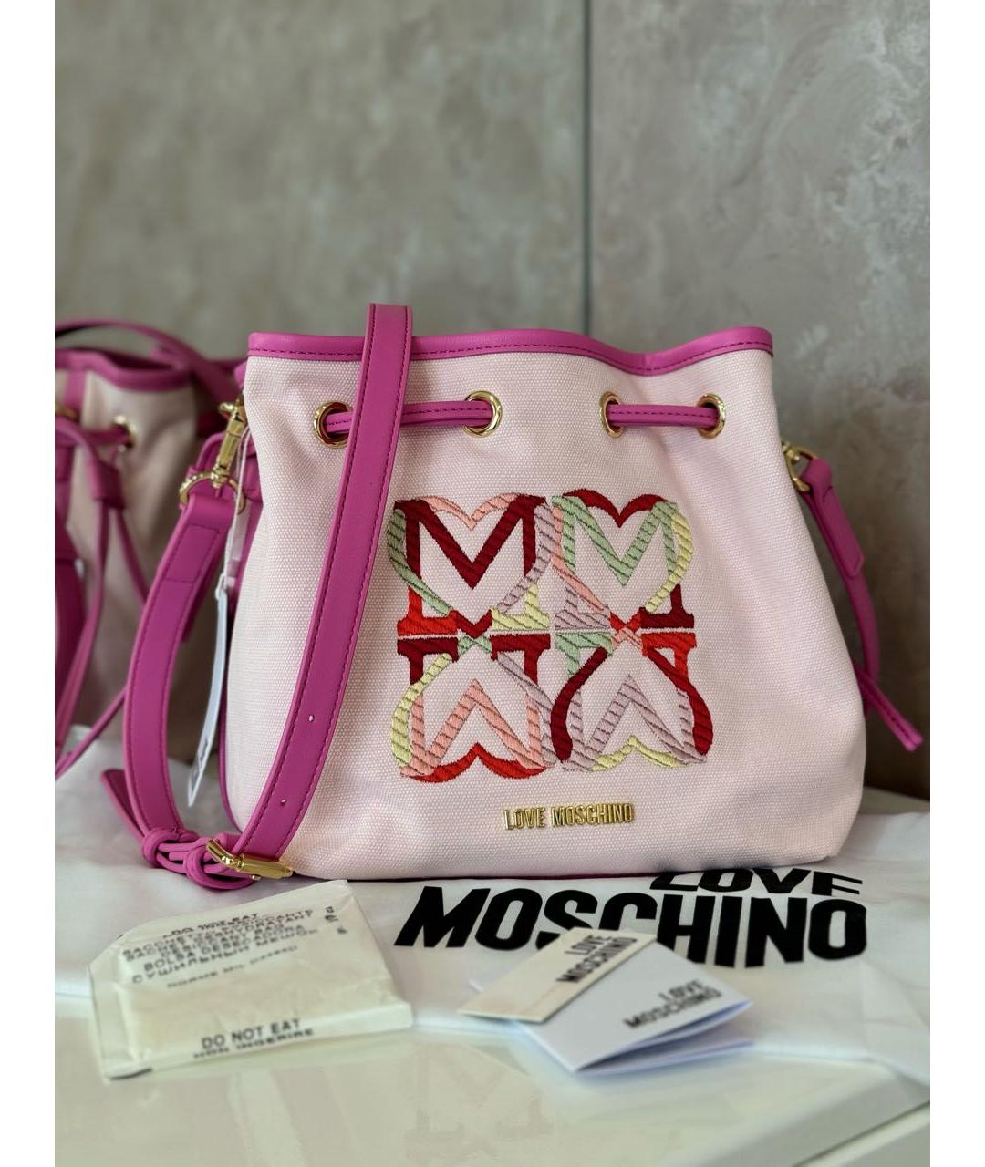 LOVE MOSCHINO Розовая хлопковая сумка через плечо, фото 6