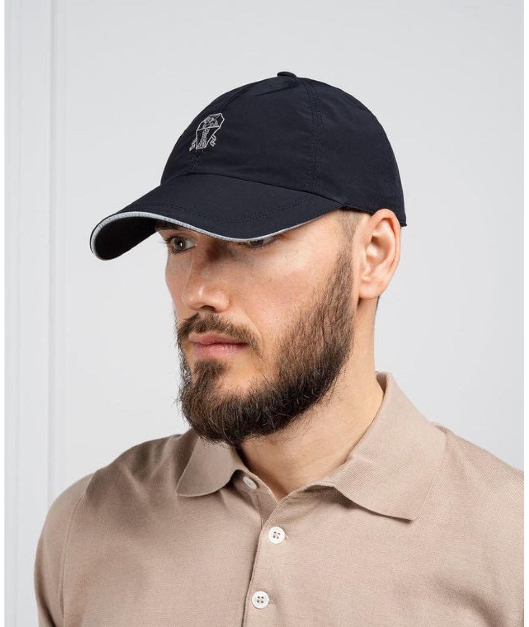 BRUNELLO CUCINELLI Темно-синяя синтетическая кепка/бейсболка, фото 5