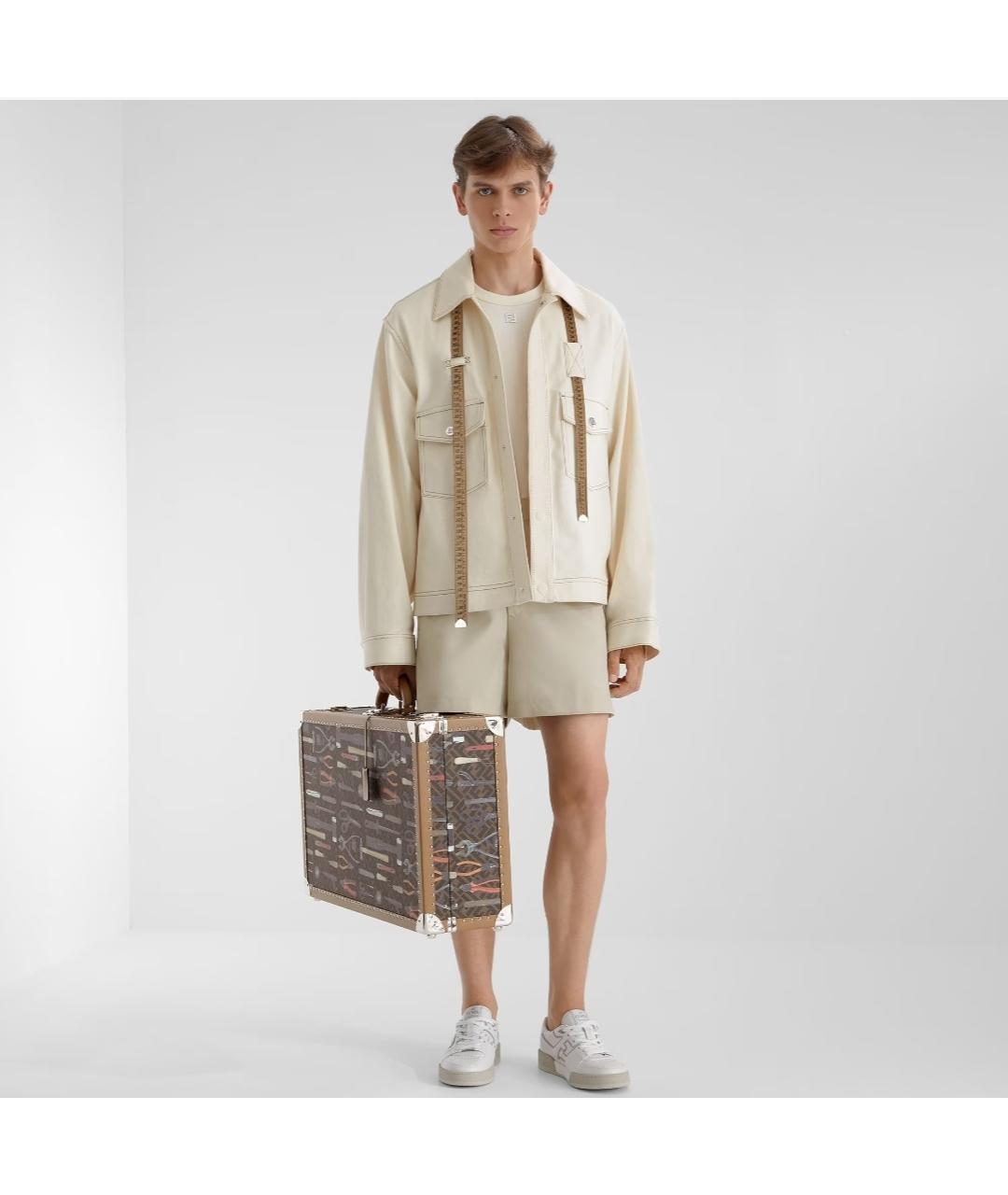 FENDI Белые кожаные низкие кроссовки / кеды, фото 5