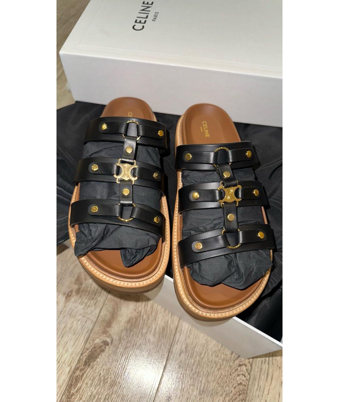CELINE PRE-OWNED Черные кожаные сандалии, фото 7