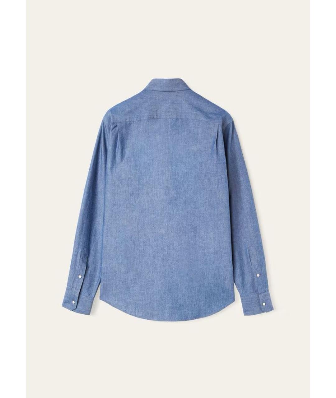 LORO PIANA Синяя льняная классическая рубашка, фото 2