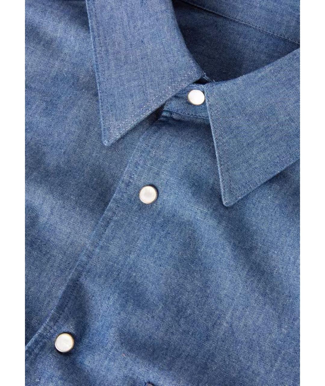LORO PIANA Синяя льняная классическая рубашка, фото 7