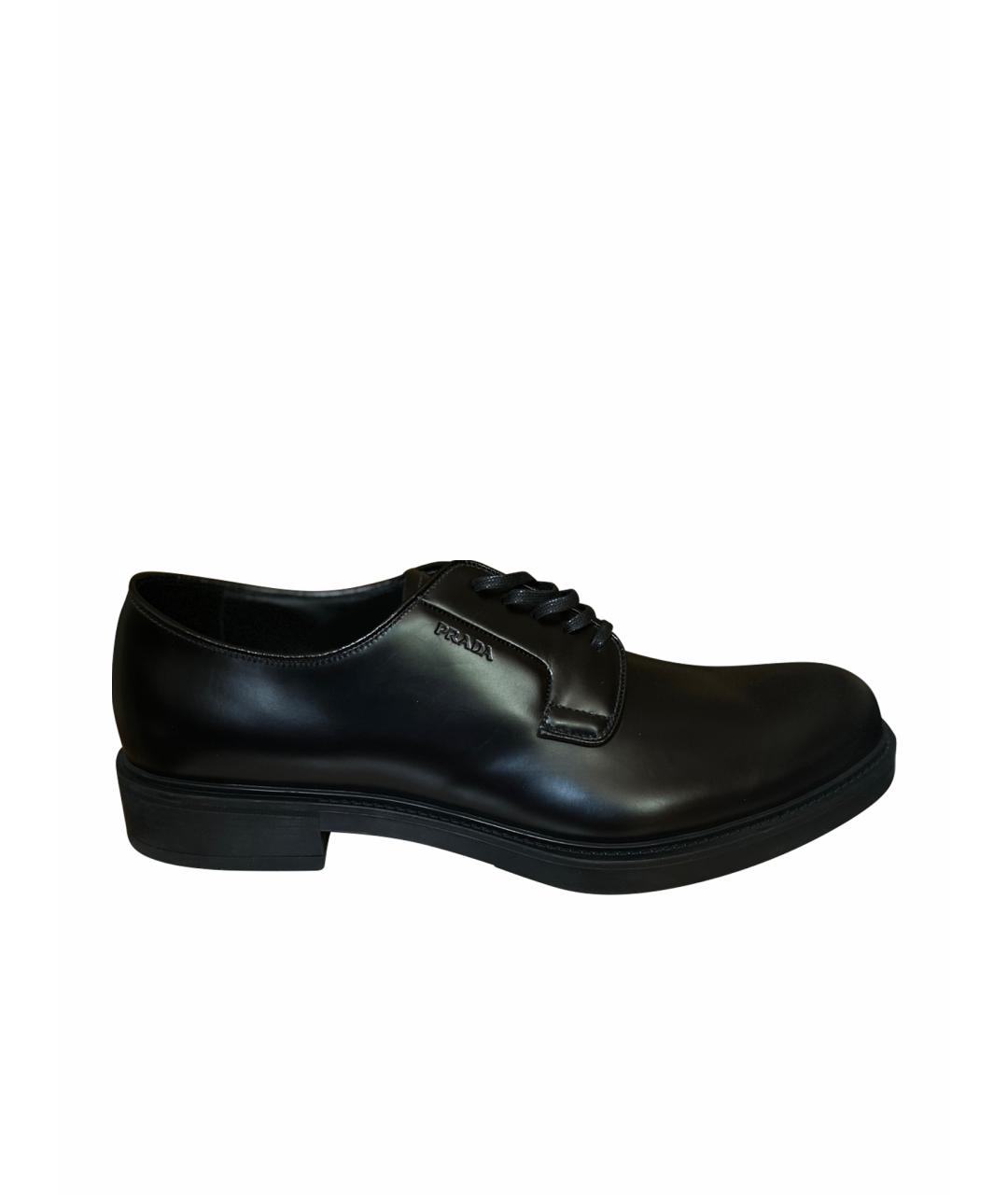 PRADA Черные кожаные низкие ботинки, фото 1