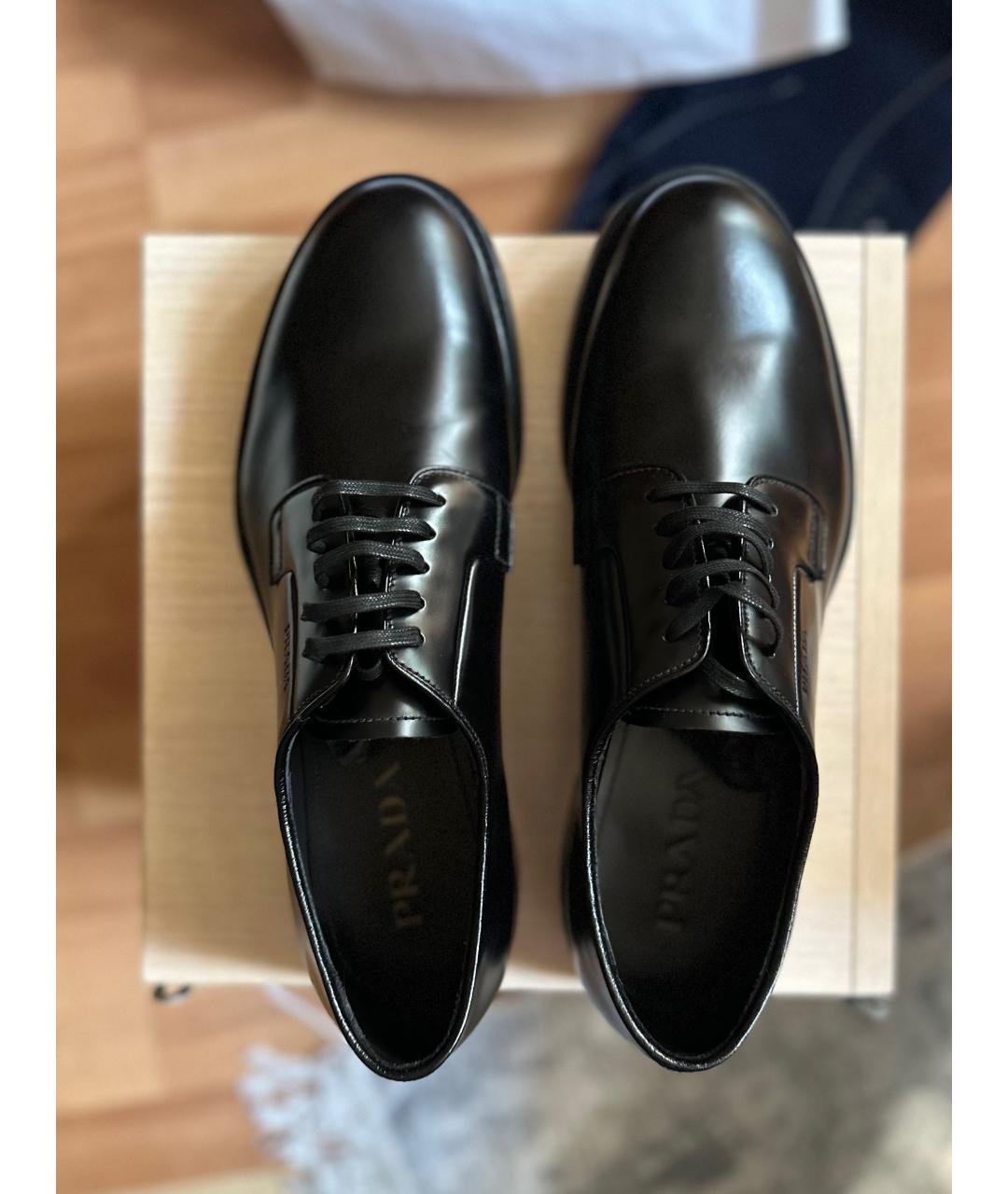 PRADA Черные кожаные низкие ботинки, фото 3