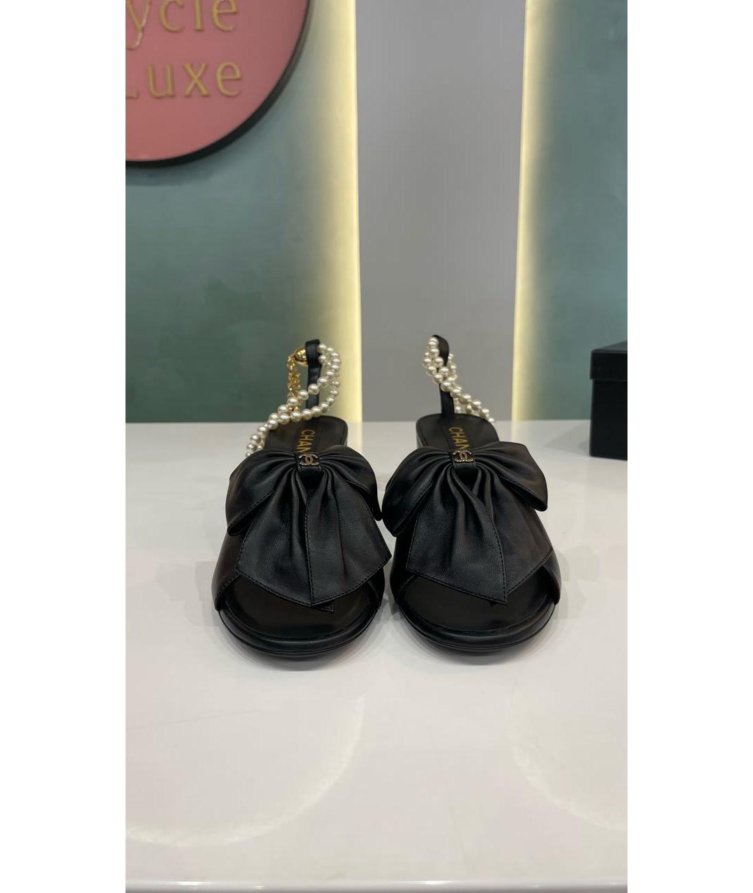 CHANEL PRE-OWNED Черные кожаные босоножки, фото 3