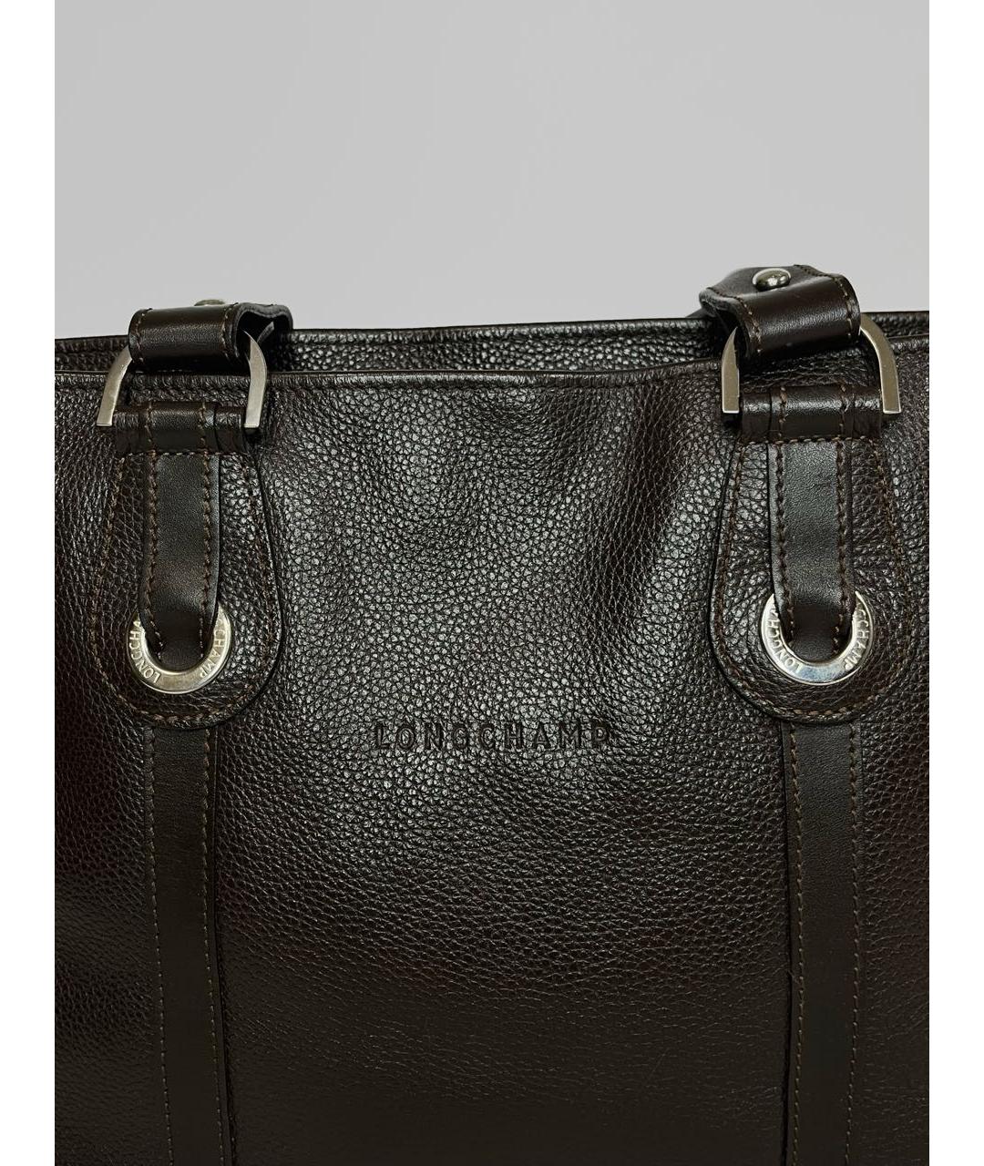 LONGCHAMP Коричневая кожаная сумка тоут, фото 6