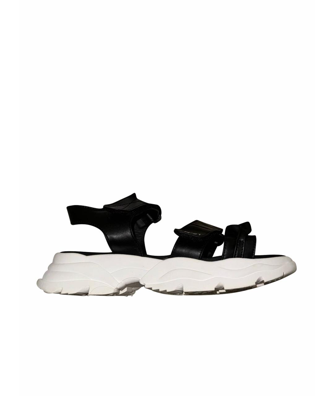Nº21 KIDS Черные кожаные сандалии и шлепанцы, фото 1