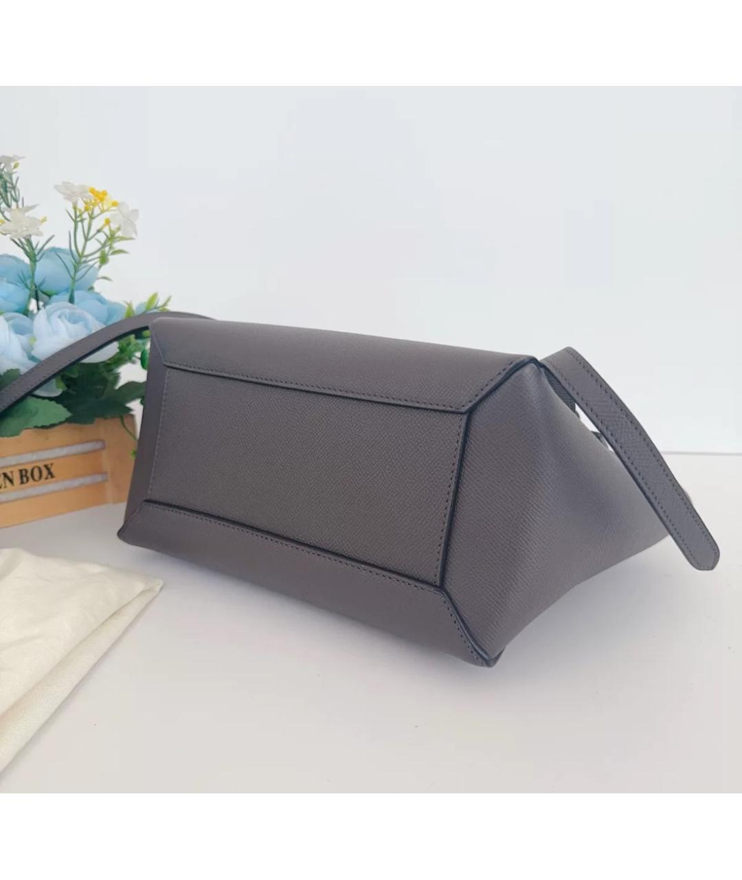 CELINE Антрацитовая кожаная сумка с короткими ручками, фото 5