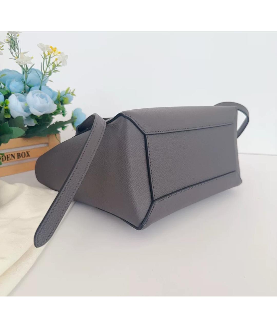 CELINE Антрацитовая кожаная сумка с короткими ручками, фото 2