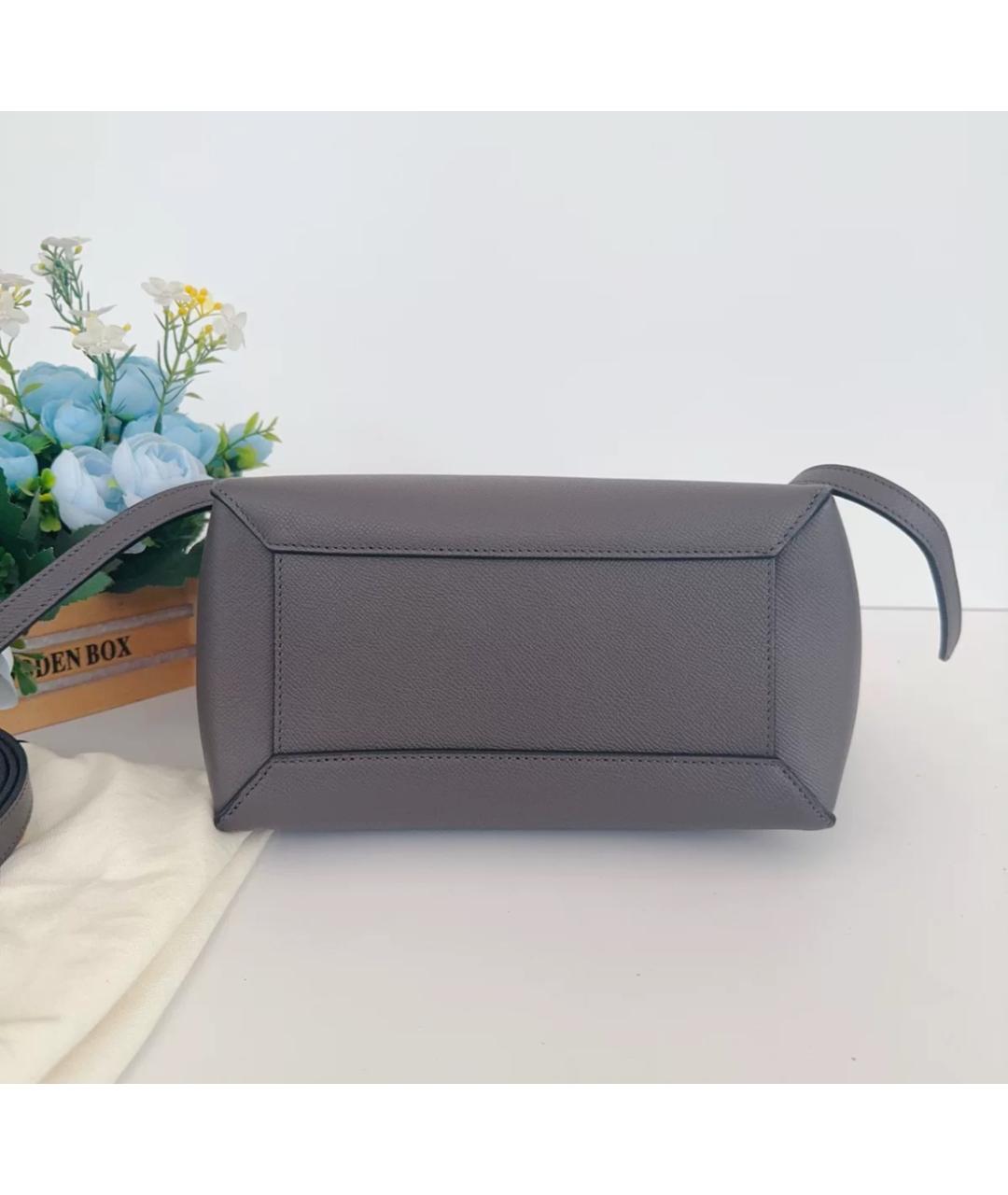 CELINE Антрацитовая кожаная сумка с короткими ручками, фото 3