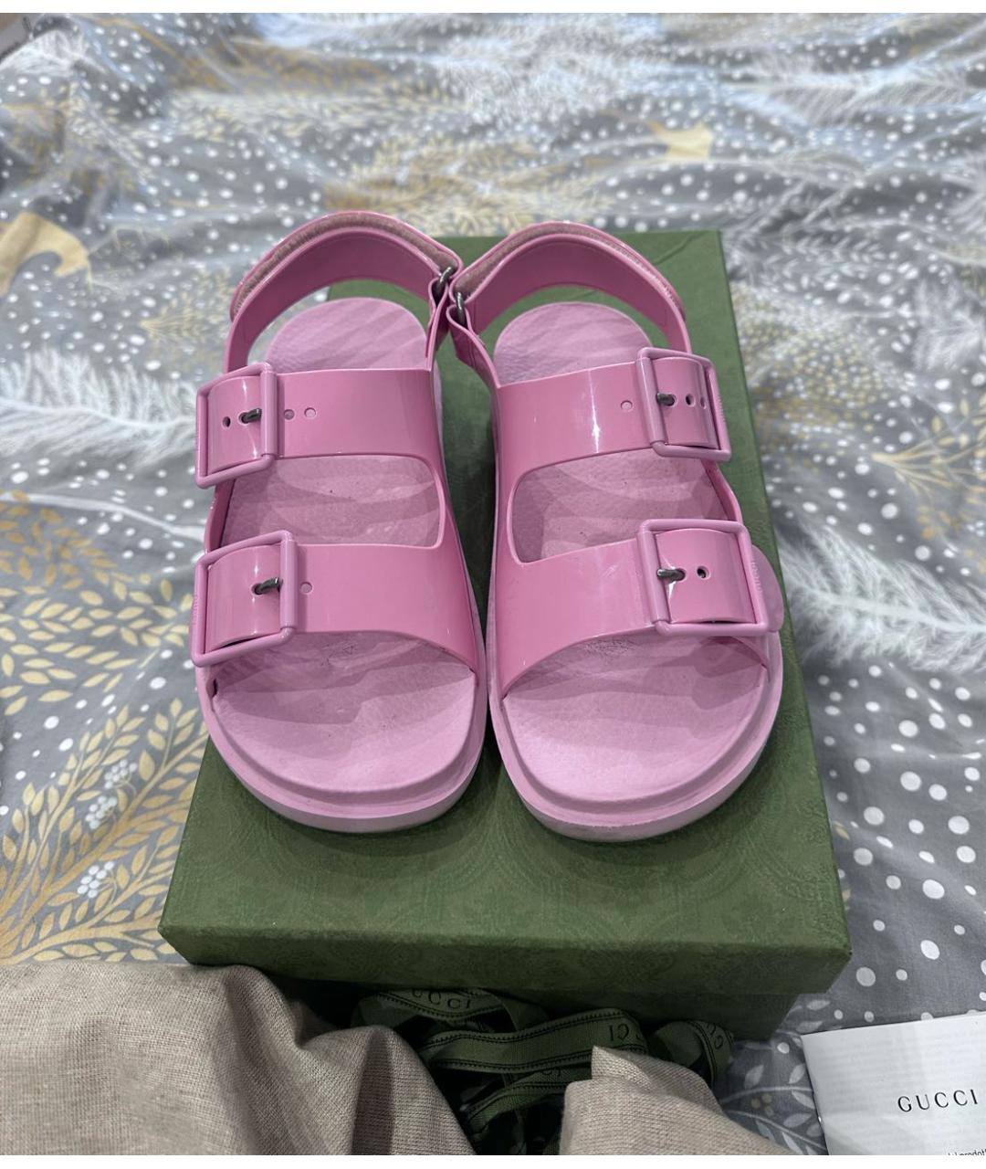GUCCI Розовые резиновые сандалии, фото 2